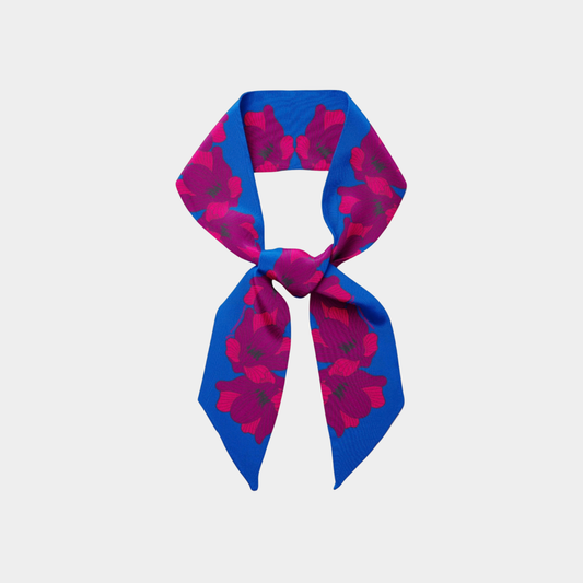 Silk Twilly Flor - Bleu