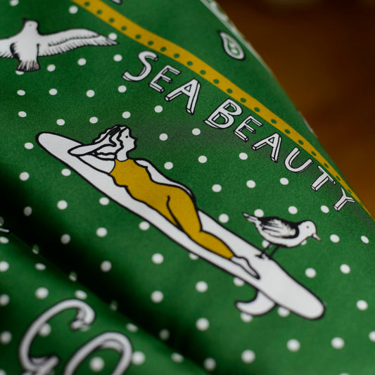 SoieMeme foulard grün close-up mit sea beauty