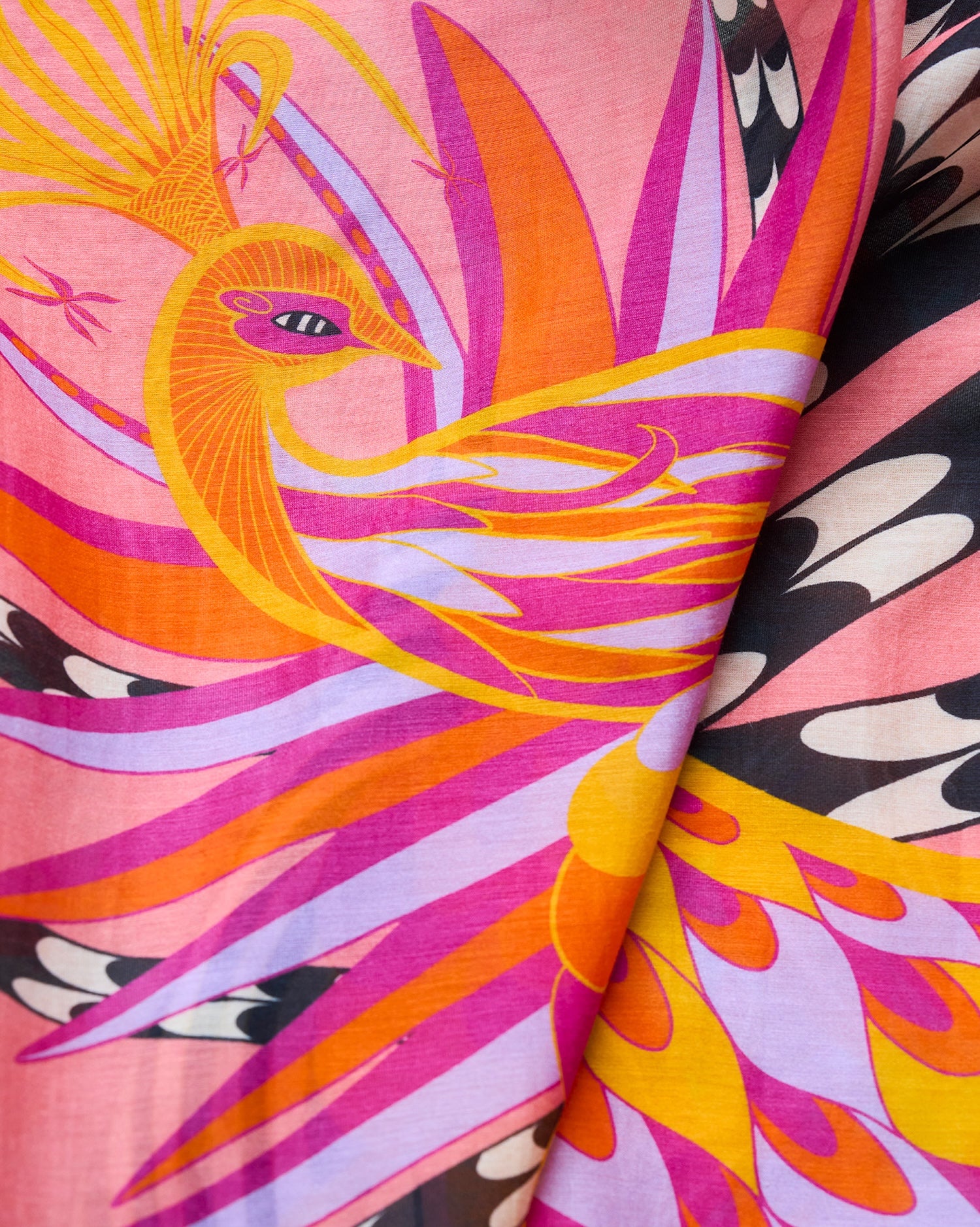 close up textured view of the light pink silk & cotton foulard named l'enchanteur rose