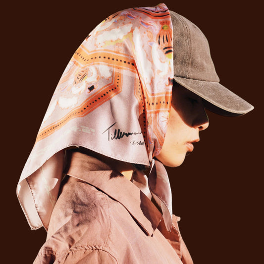 model image of the senhora do monte foulard in pink terracotta 